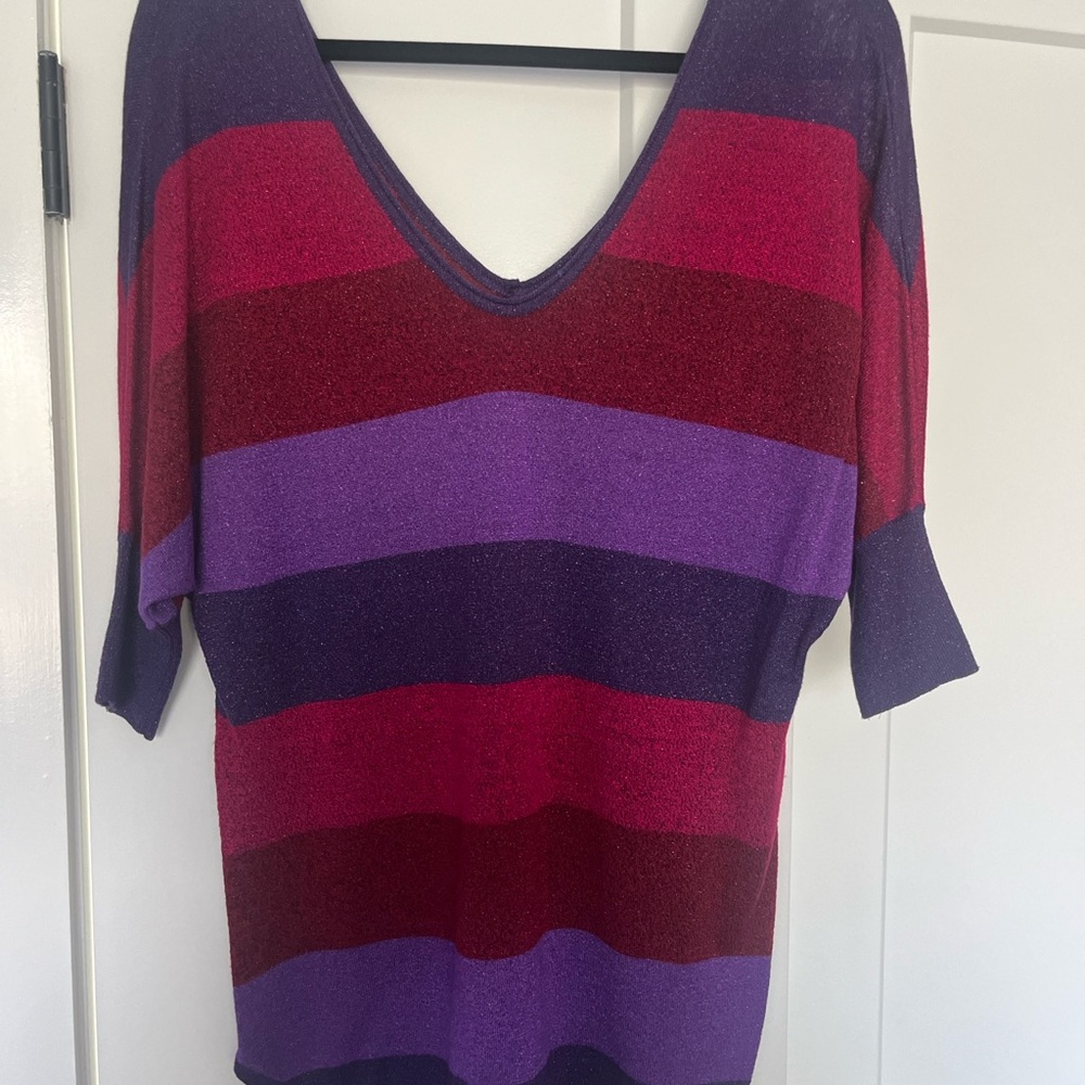 Express Striped V-Neck Sweater